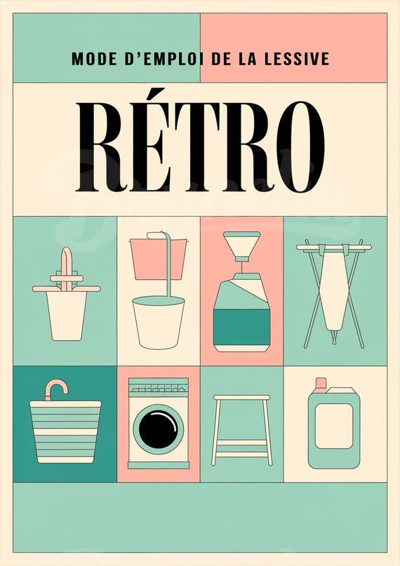 affiche mode d’emploi lessive rétro