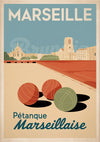 Affiche Pétanque Marseillaise Art Déco vintage
