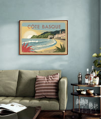 Affiche Côte Basque années 1930 style Art Déco