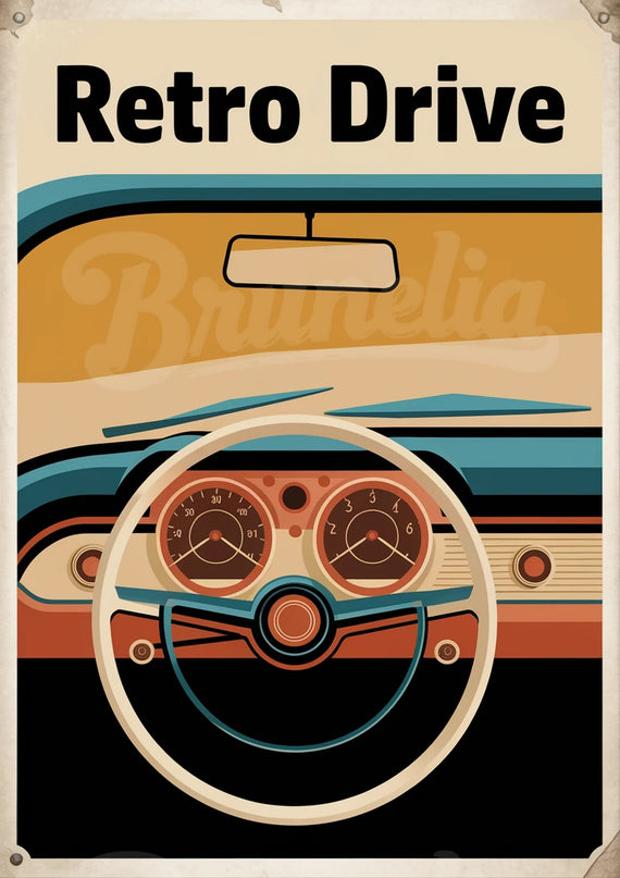 Affiche vintage tableau de bord rétro