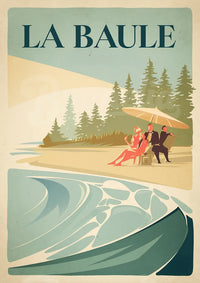 Affiche La Baule détente bord de mer Art Déco