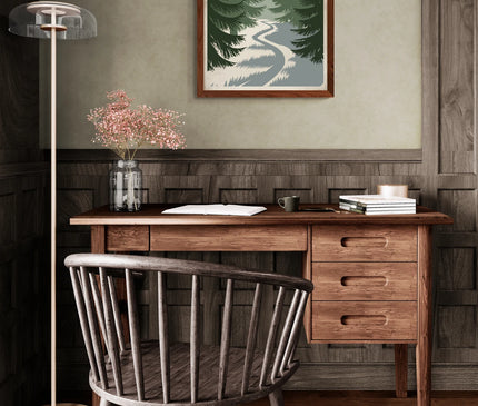 Affiche vintage forêt de sapins