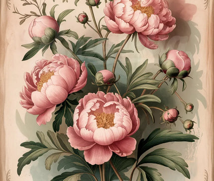 Affiche vintage pivoine