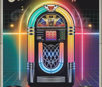 Affiche vintage jukebox coloré