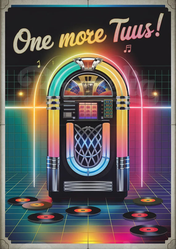 Affiche vintage jukebox coloré