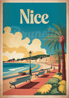Affiche Côte d'azur style rétro années 30 Nice