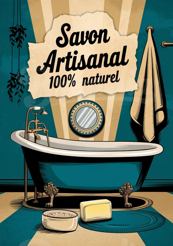 affiche dĂ©coration salle de bain rĂ©tro