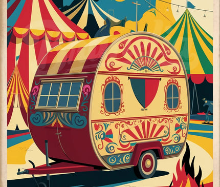 Affiche vintage roulottes de cirque