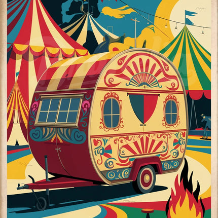 Affiche vintage roulottes de cirque