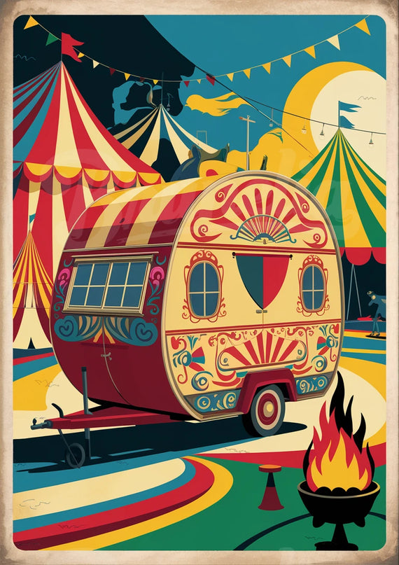 Affiche vintage roulottes de cirque