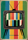 Affiche rétro téléviseur avec barres de couleur années 50