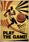 Affiche basketball rétro joueur en action années 1930