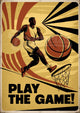 Affiche basketball rétro joueur en action années 1930
