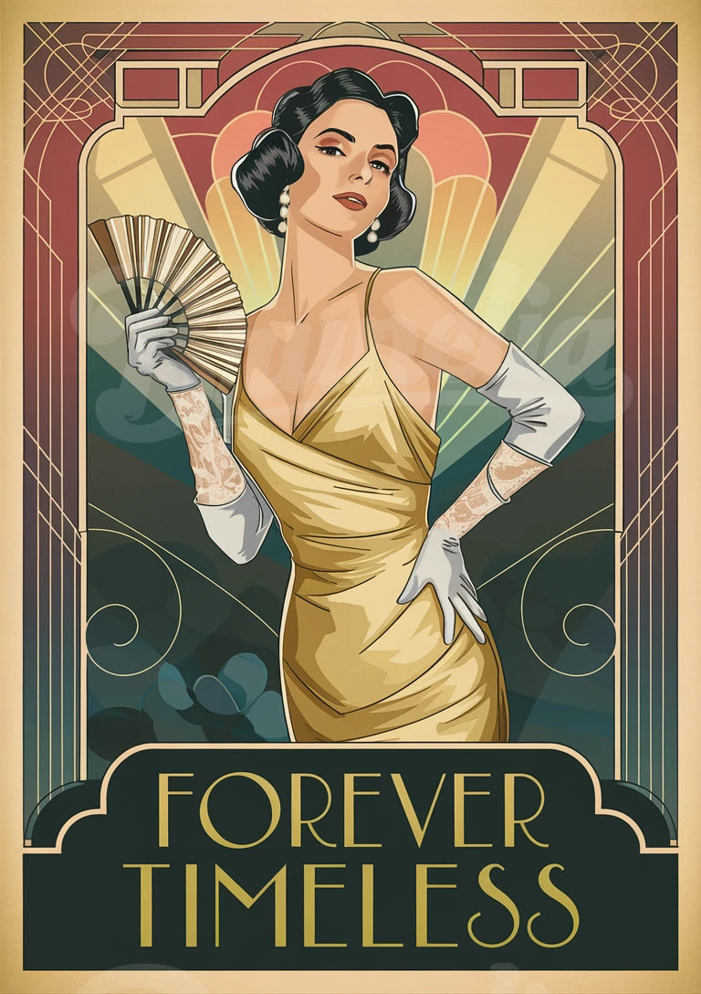 Affiche femme élégante années 1950 Forever Timeless