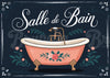 Affiche Baignoire Rétro Floral Salle de bain