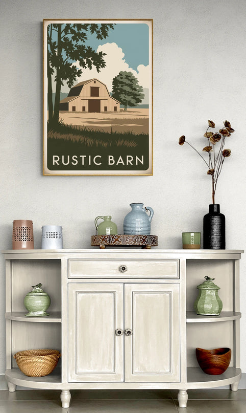 Affiche grange rétro