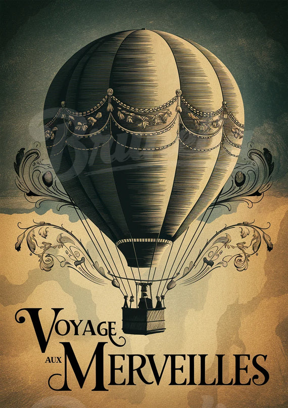 Affiche vintage montgolfière