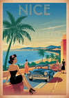 Affiche rétro Nice Côte d'Azur élégance années 1950