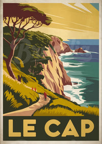 Affiche Le Cap paysage côtier falaise Art Déco