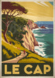 Affiche Le Cap paysage côtier falaise Art Déco