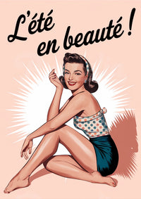 Affiche femme maillot de bain années 1950 été beauté