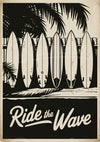 Affiche Ride the Wave planches de surf années 1950