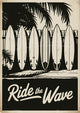Affiche Ride the Wave planches de surf années 1950