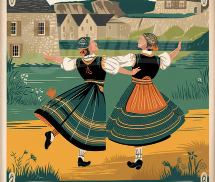 Affiche vintage danse bretonne