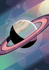 Affiche planète aux anneaux roses univers fantastique