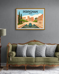 Affiche Canal et architecture médiévale Perpignan