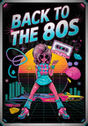 Affiche rétrofuturiste années 80 femme disco synthwave