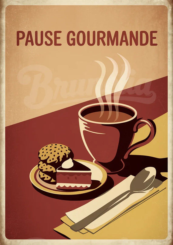 Affiche pause gourmande rétro