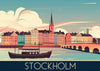 Affiche Stockholm architecture colorée style rétro