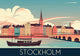 Affiche Stockholm architecture colorée style rétro