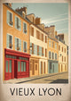 Affiche de la Vieux Lyon en style Art déco rétro