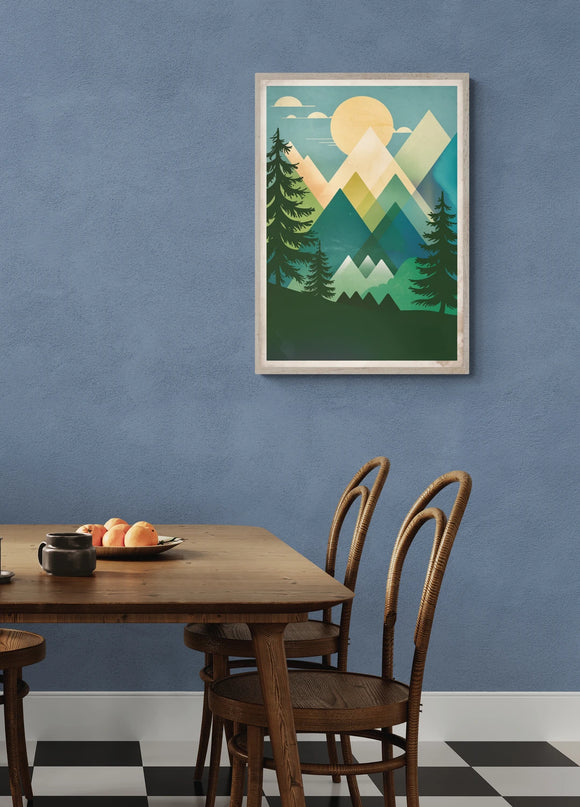 affiche paysage montagne vintage