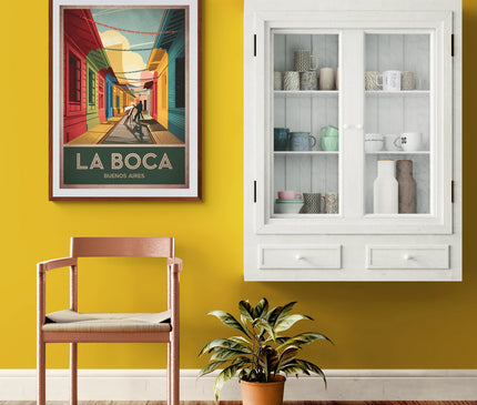 Affiche quartier coloré vintage Buenos Aires