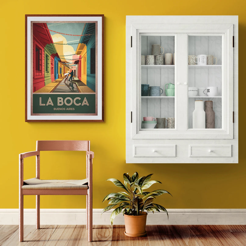 Affiche quartier coloré vintage Buenos Aires