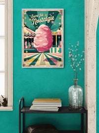 Affiche rétro barbe à papa et fête foraine vintage