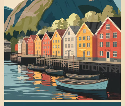 Affiche vintage Bergen (Norvège)