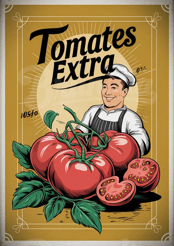 Affiche tomates anciennes rétro