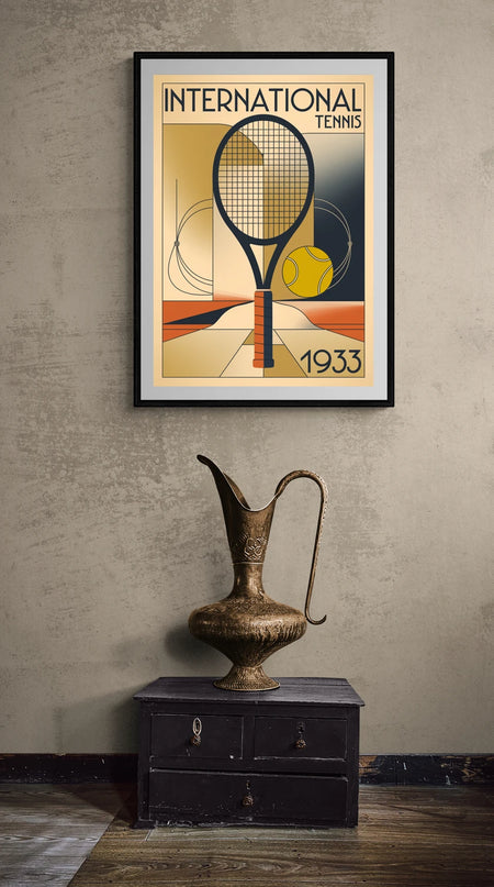 Affiche vintage illustration sportive tennis