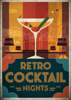 Affiche Retro Cocktail Nights style Art Déco