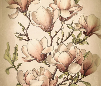 Affiche vintage magnolias romantiques