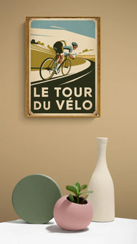 Affiche cyclisme Tour du Vélo style Art déco 1920