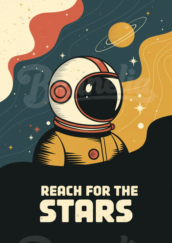 Affiche vintage casque spatial rétro