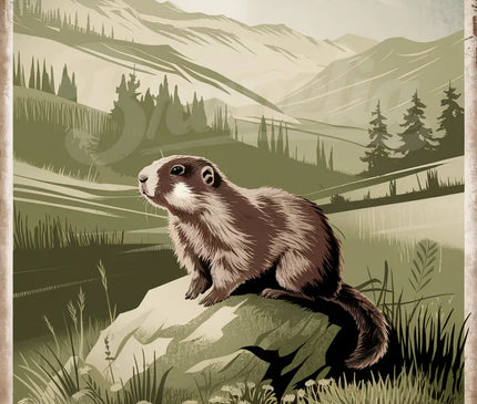 Affiche vintage marmotte
