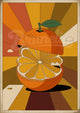 Affiche orange tranchée art déco géométrique