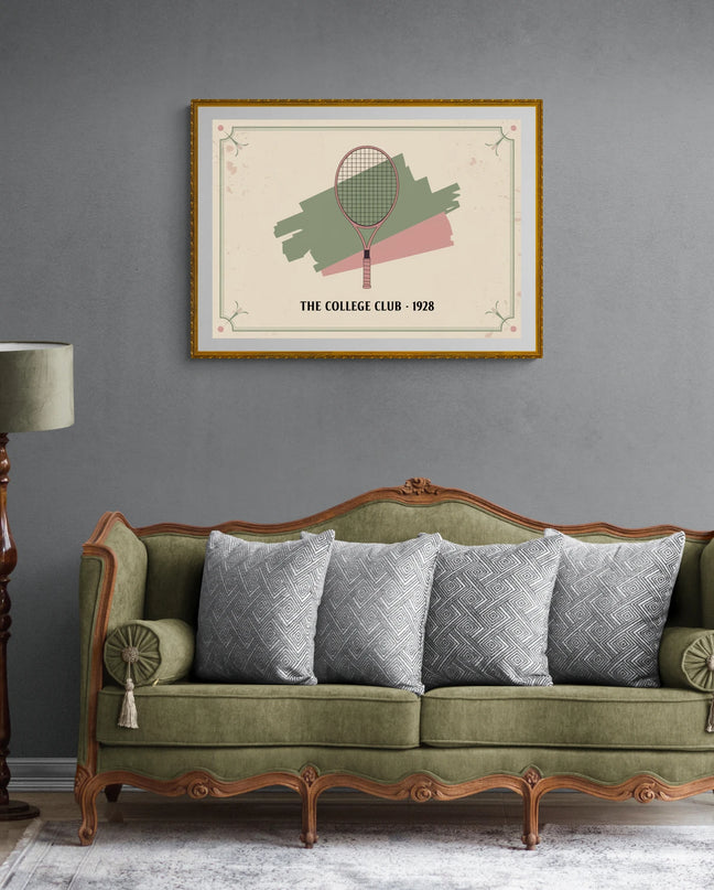 Affiche vintage raquette de tennis