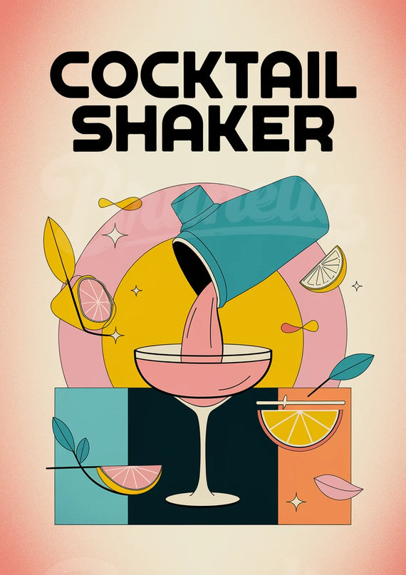Affiche vintage shaker à cocktail